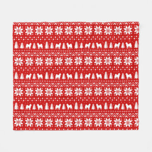 Manta Polar Patrón de Navidades de siluetas de perro de Malamu