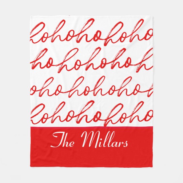 Manta Polar Patrón de Navidades de texto rojo y blanco moderno (Anverso)