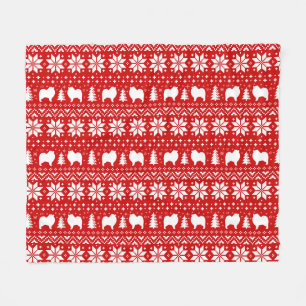 Manta Polar Patrón de Navidades festivos de siluetas de perro