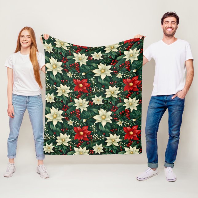 Manta Polar Patrón de Navidades florales (In situ)