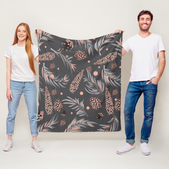 Manta Polar Patrón de navidades, Nieve de pino (In situ)