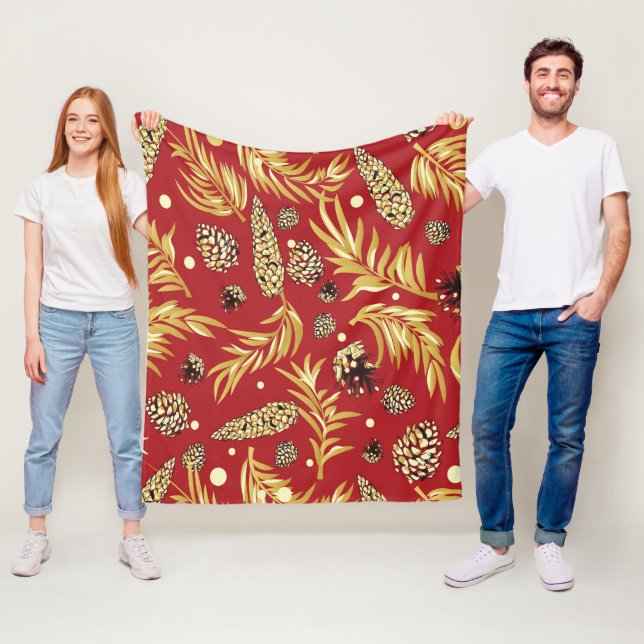 Manta Polar Patrón de navidades, Nieve de pino 3 (In situ)