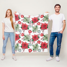Manta Polar Patrón de navidades Poinsettia