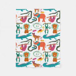 Manta Polar Patrón De Niños Animales Abstractos De Color Cután