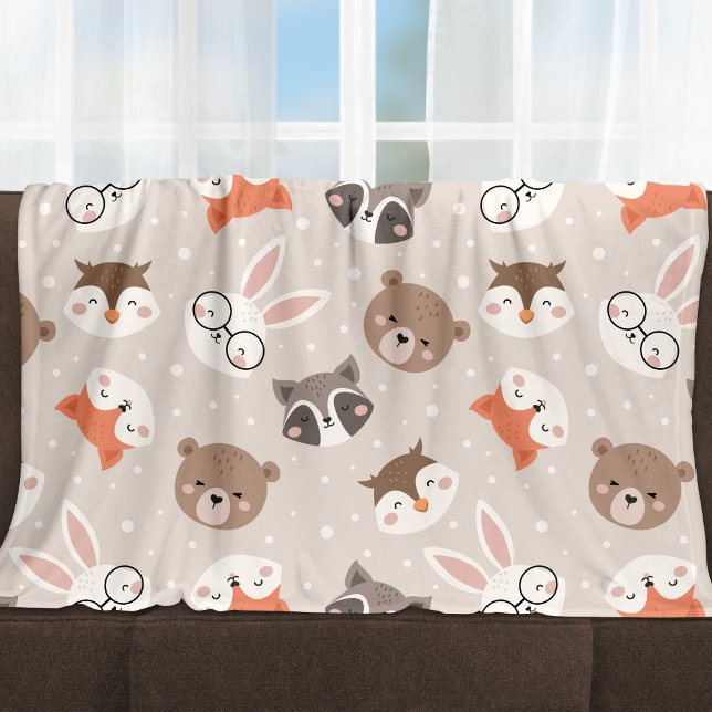 Manta Polar Patrón de niños animales de bosque (Subido por el creador)
