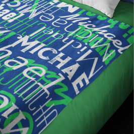 Manta Polar Patrón de nombre azul verde estampado Alamante