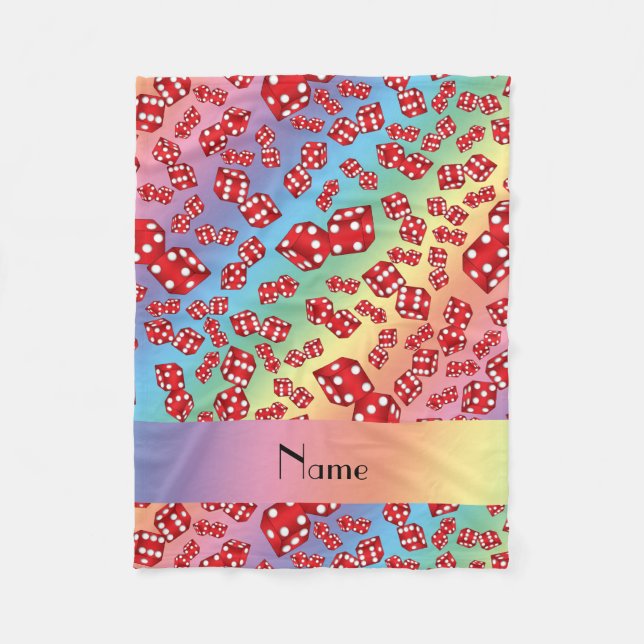 Manta Polar Patrón de nombre personalizado arco iris (Anverso)