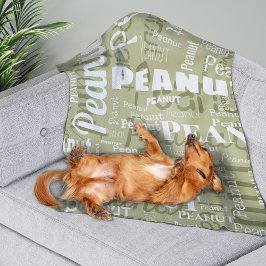 Manta Polar Patrón de nombres de Mascotas repetitivos Sage Bla