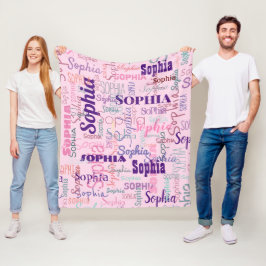 Manta Polar Patrón de nombres rosados de graffiti de nombre mo