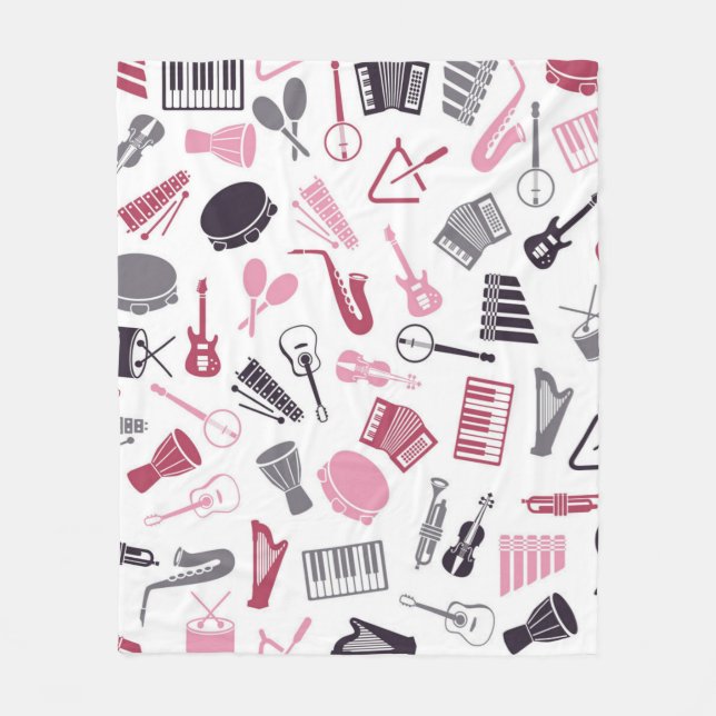 Manta Polar Patrón de notas musicales (Anverso)