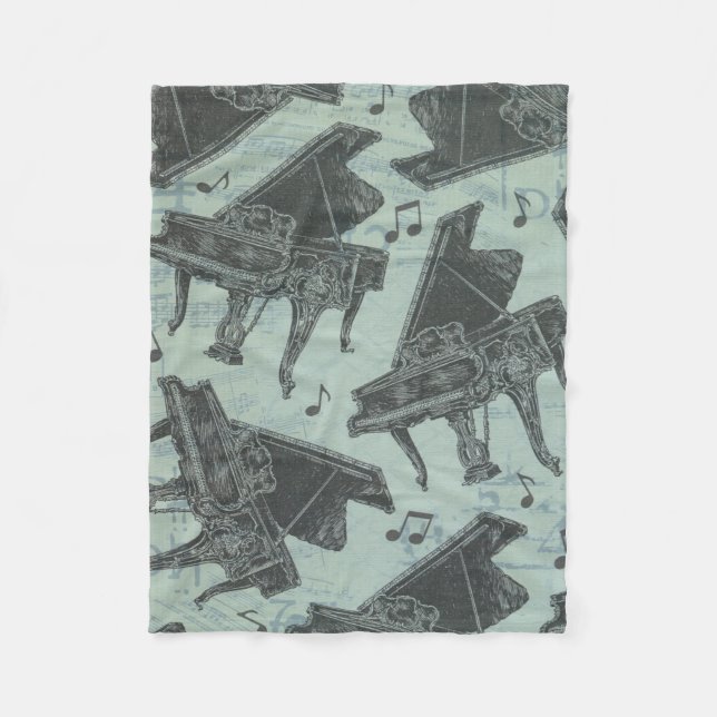 Manta Polar patrón de notas musicales Tema de la música (Anverso)