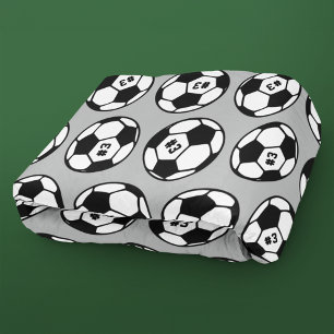 Manta Polar Patrón de número de balón de fútbol gris negro bla