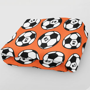 Manta Polar Patrón de número de pelota de fútbol naranja
