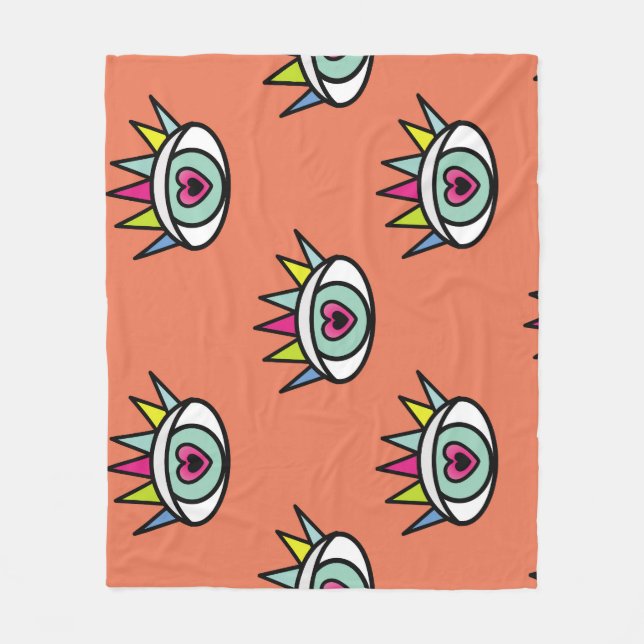 Manta Polar Patrón de ojos deportivos, cosecha psicodélica. (Anverso)