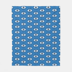 Manta Polar Patrón de ojos malvados griegos Blanco azul