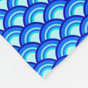 Manta Polar Patrón de onda Art Deco - cobalto y azul cielo