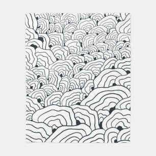 Manta Polar Patrón de onda monocroma, arte de línea abstracto 