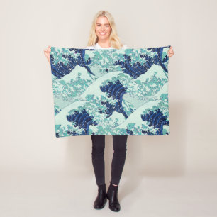 Manta Polar Patrón de ondas azules de Hokusai