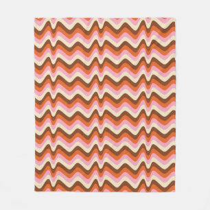 Manta Polar Patrón de ondas marrón y rosa retro de los años 70