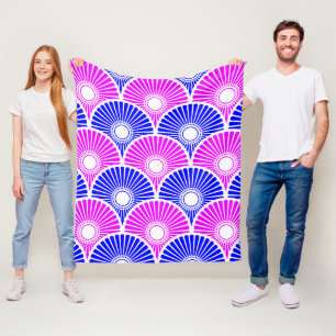 Manta Polar Patrón de ondas semicíricas de China magenta y azu