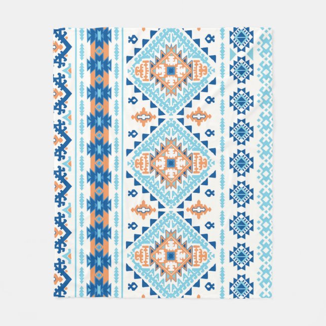 Manta Polar Patrón de ornamento de alfombras tribales indias (Anverso)