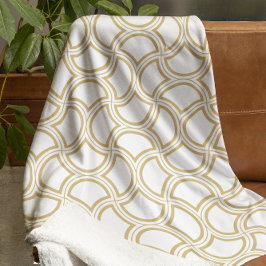 Manta Polar Patrón De Oro Art Deco Sobre Blanco