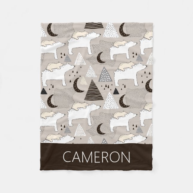 Manta Polar Patrón de oso de madera de Doodle Cuaderno (Anverso)