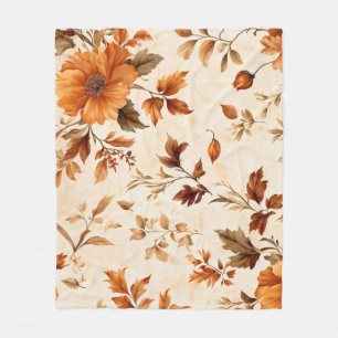 Manta Polar Patrón de otoño florístico vintage de Amber Naranj