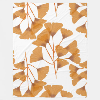 Manta Polar Patrón de otoño sin foco de la hoja de Ginkgo