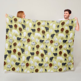 Manta Polar Patrón de ovejas y lambres esponjosos