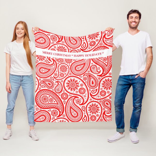 Manta Polar Patrón de paisajes rojos y blancos (In situ)