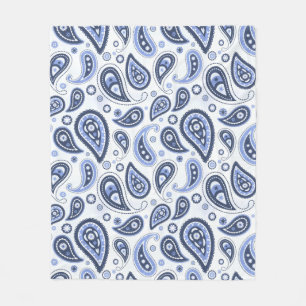 Manta Polar Patrón de Paisley Azul