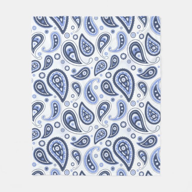 Manta Polar Patrón de Paisley Azul (Anverso)