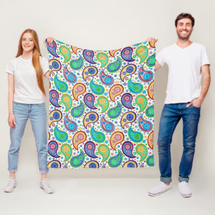 Manta Polar Patrón de paisley retro colorido