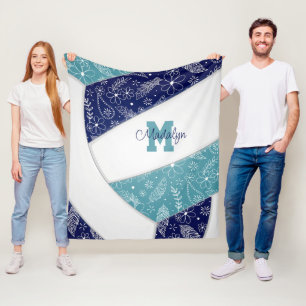Manta Polar patrón de paisleys florales azul marino voleibol v