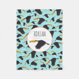 Manta Polar Patrón de pájaro tropical tóxico colorido