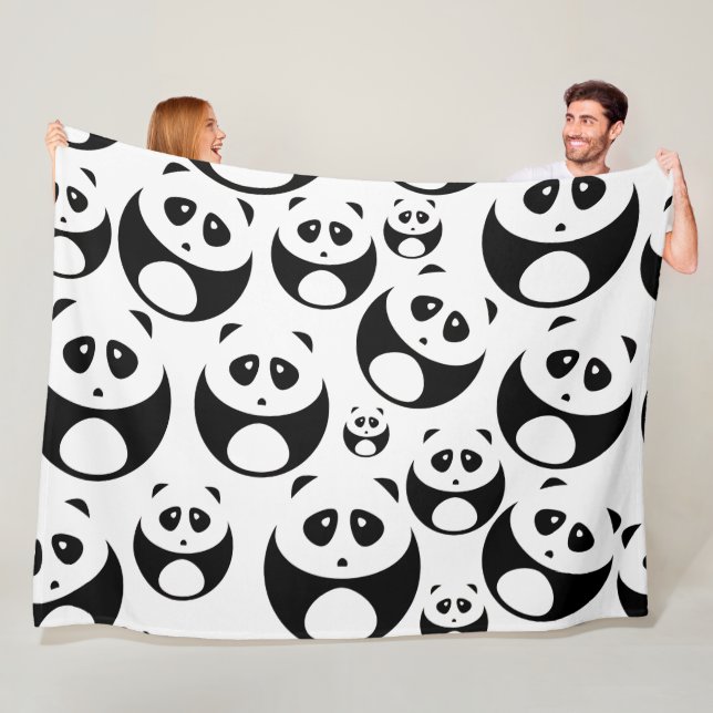 Manta Polar Patrón de Panda blanco y negro de Kawaii (In situ)