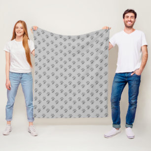 Manta Polar Patrón de pata gris plateado moderno