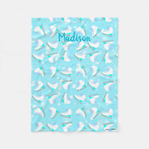 Manta Polar Patrón de patinaje azul recortado Kawaii personali