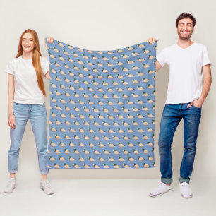 Manta Polar Patrón de pato corto sobre azul
