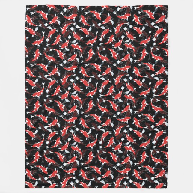 Manta Polar Patrón de peces de Koi Rojo (Anverso)