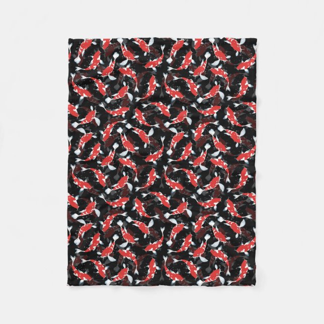 Manta Polar Patrón de peces de Koi Rojo (Anverso)