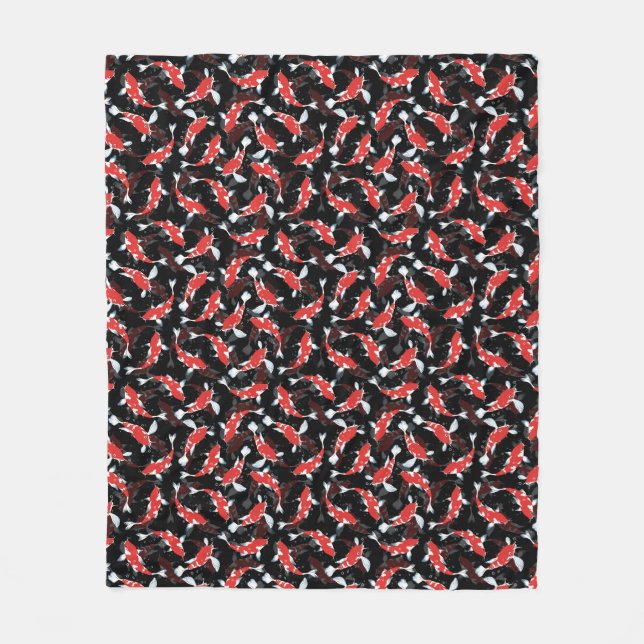 Manta Polar Patrón de peces de Koi Rojo (Anverso)