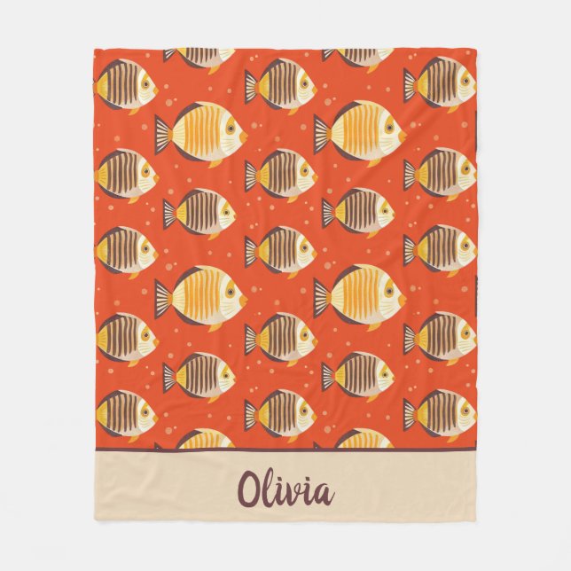 Manta Polar Patrón de peces tropicales (Anverso)