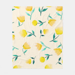 Manta Polar Patrón de peonía floral abstracta de color de agua