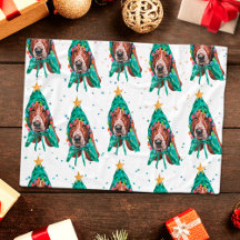 Patrón de perro Basset Hound lindo en Navidad