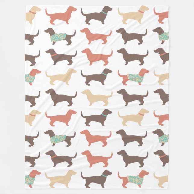 Manta Polar Patrón de perro Dachshund (Anverso)
