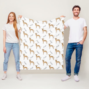Manta Polar Patrón de perro galgo italiano cervato y nombre de
