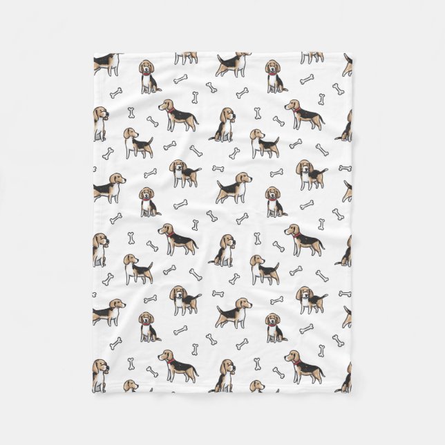 Manta Polar Patrón de perros beagles (Anverso)