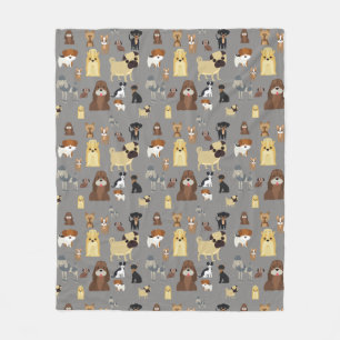 Manta Polar patrón de perros de fondo gris